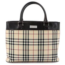 Burberry Nova Check Handtasche Beige Dunkelbraun