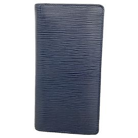 Louis Vuitton Epi Leather Portefeuille Brazza Long Wallet Navy blue