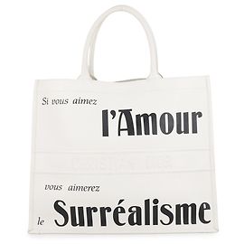 Mala Book Tote Large em pele Christian Dior Branco