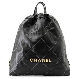 Sac à dos Chanel en cuir de veau noir Noir