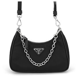 Bolsa de Ombro Prada Re-Edition em Nylon Micro Tessuto Preto