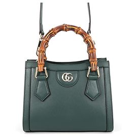 Gucci Diana Bamboo kleine Lederhandtasche Grün