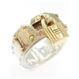 Hermès Hermes Hallmark Band Ring Silvery Golden