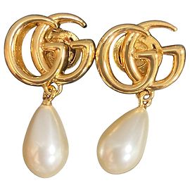 Pendientes Gucci Double G con perlas Dorado