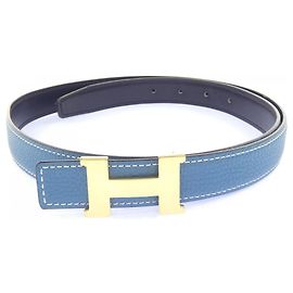 Hermès Ceinture réversible Hermes Mini Constance 24mm Noir Bleu