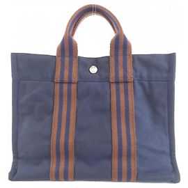 Hermès Hermes Sac Fourre-Tout PM 100754M Handbag Marron Bleu Marine