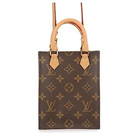 Sac à main Louis Vuitton Monogram Petite Sac Plat Marron Monogramme