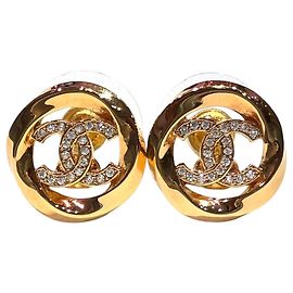 Chanel Coco Mark Strass-Stecker Ohrringe Golden