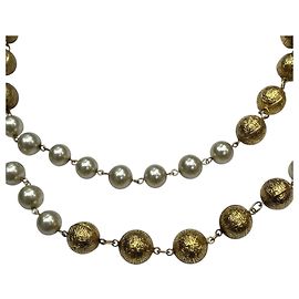 Collier Chanel plaqué or Doré