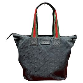 Sac cabas Gucci en toile GG noire Noir