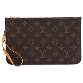Louis Vuitton Brown Monogram Neverfull MM Pouch Brown