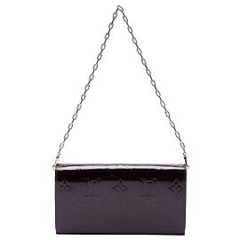 Louis Vuitton Purple Monogram Vernis Portefeuille Sarah Chain Wallet Outro Roxo
