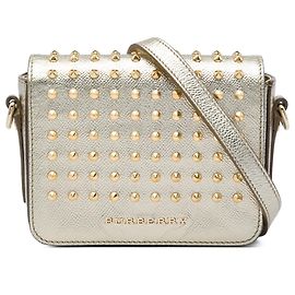 Bolsa Tiracolo Berkeley Burberry em couro de bezerro metalizado com tachas douradas Dourado Outro