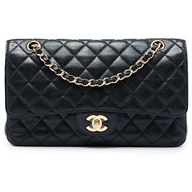 Chanel Black Medium Classic Caviar Double Flap Nero
