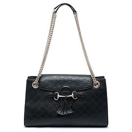 Borsa a tracolla Gucci Emily Large Guccissima Nera Nero