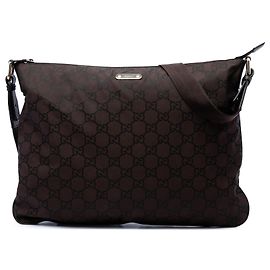 Borsa a tracolla Gucci in nylon GG marrone Marrone Marrone scuro