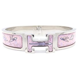 Brazalete Hermès Click H Rosa Plata Rosa