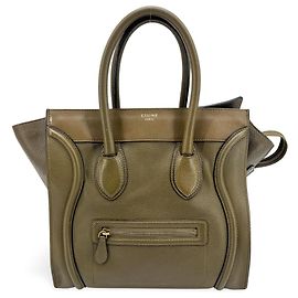 Céline Celine Luggage Smooth Leather Micro Kaki