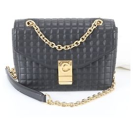 Céline Bolso de Hombro Celine C Medium Cuero Negro Negro