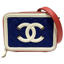 Bolso de hombro Chanel Coco Mark CC Filigree Blanco Roja Azul