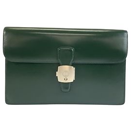 Alfred Dunhill Clutch de couro verde Dunhill Verde