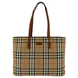 Saco Tote Burberry em lona e couro Marrom Bege