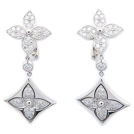 Louis Vuitton Long Blossom Diamond Earrings Golden