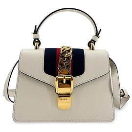 Gucci Sylvie Mini aus Leder mit Tragegriff Weiß