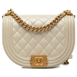Borsa a tracolla Chanel Coco Mark Boy Chain Bianco Crudo