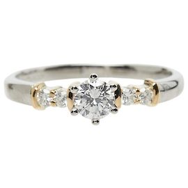 Anillo de compromiso Seiko de diamantes en platino y oro amarillo Plata Dorado