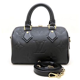 Louis Vuitton Monogram Empreinte Speedy Bandoulière 20 Handbag Black