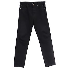 Autre Marque Saint Laurent High Rise Straight Leg Denim Pants in Black Cotton Black