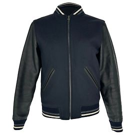 Apc A.P.C. Copper Zip-Up Letterman Jacket in Black Wool Black
