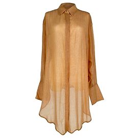 Victoria Beckham Glitter Long Sleeve Shirt in Peach Polyester Pink Peach