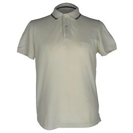 Prada Kurzarm-Poloshirt aus weißer Baumwolle Weiß Roh
