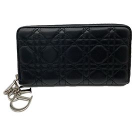 Christian Dior Lady Dior Cannage Lambskin Long Wallet Black
