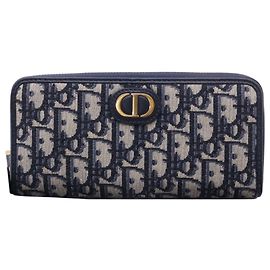 Christian Dior Oblique Jacquard Langbeutel Beige Marineblau
