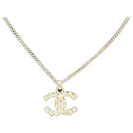 Chanel Coco Mark Rhinestone Necklace Silvery