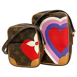 Sac à épaule Louis Vuitton Monogram Game On Panam Set Marron Rouge