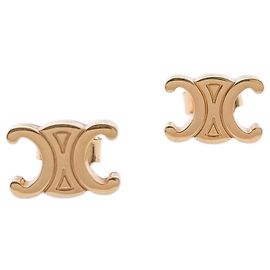 Céline CELINE Triomphe Gold Metal Stud Earrings Golden