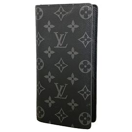 Louis Vuitton Monogram Eclipse Portefeuille Brazza Long Wallet Noir
