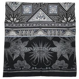 Bufanda Louis Vuitton 19th Century Decorations Castaño Negro Azul