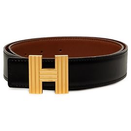 Hermès Ceinture réversible Hermes H-Buckle Noir Doré