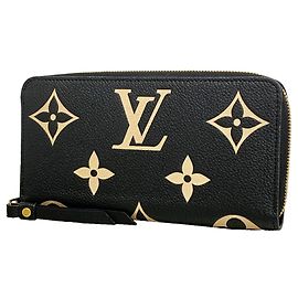 Louis Vuitton Monogram Empreinte Bicolor Zippy Wallet Schwarz Beige