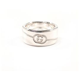 GUCCI Band Ring mit diagonalen Interlocking G Silber