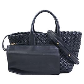 Bottega Veneta Intrecciato Mini Cabas Handbag Black