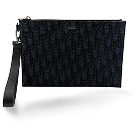 Bolsa Christian Dior A5 em denim estampado Oblique Preto