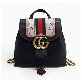 Gucci GG Marmont Sherry Line Chain Backpack Black Multiple colors