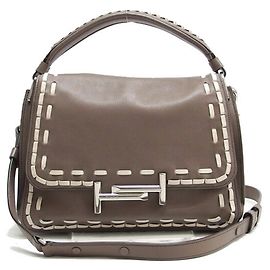 Borsa a spalla Tod's Double T Stitch in Greige Beige Grigio