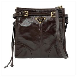 Bolsa de ombro mini Prada Bonnie Castanho escuro